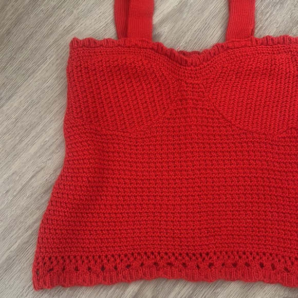 Red Crochet ASOS Bustier Top with Straps - Picture 7 of 9